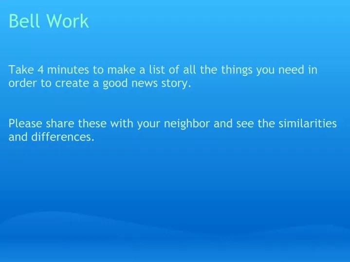 PPT Bell Work PowerPoint Presentation, free download ID3956532