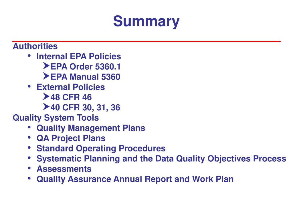 PPT Overview of EPA Quality System Requirements PowerPoint