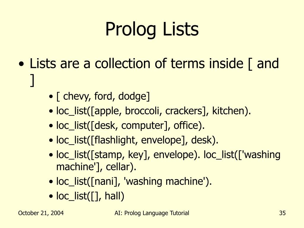 PPT Artificial Intelligence Prolog Language Tutorial PowerPoint