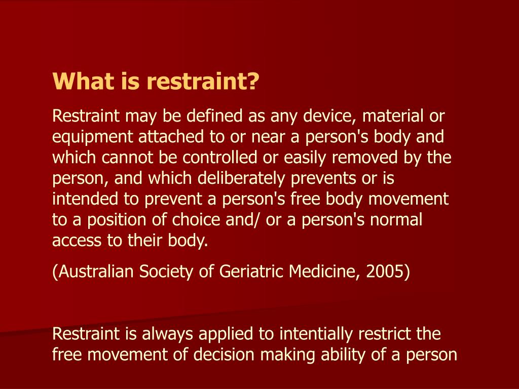 PPT Restraint across the aged care spectrum PowerPoint Presentation