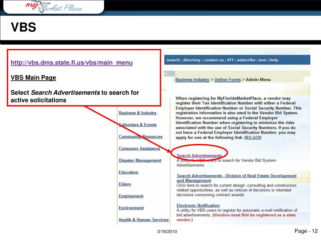 PPT Searching the Florida Vendor Bid System (VBS) Vendor Meeting