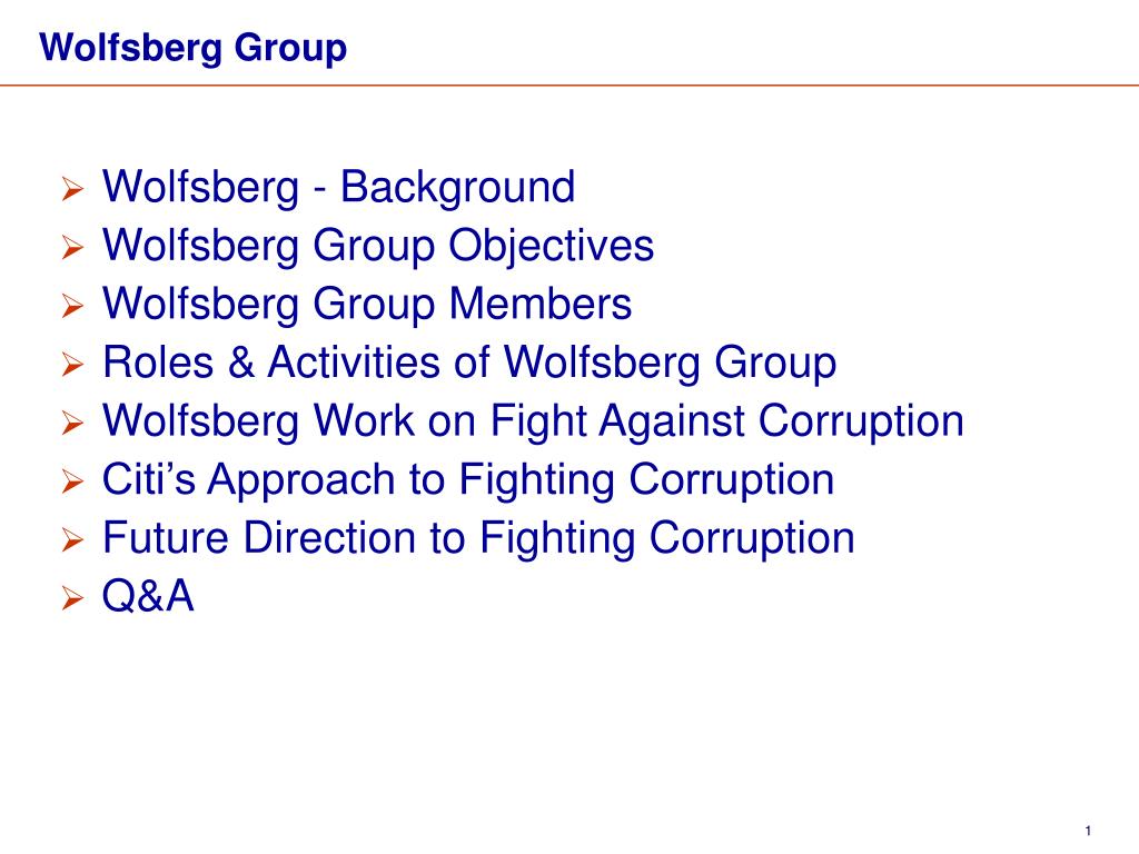 PPT The Role of Wolfsberg Group Against Corruption PowerPoint
