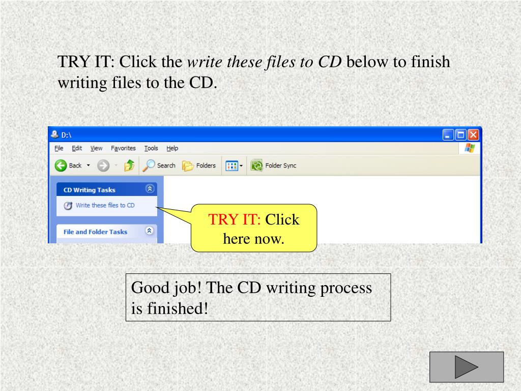 PPT Creating a Data CD in a CDRW Drive PowerPoint Presentation, free