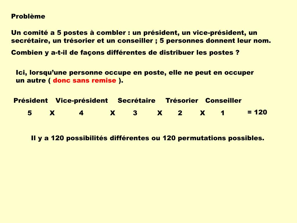 PPT Permutations, arrangements et combinaisons