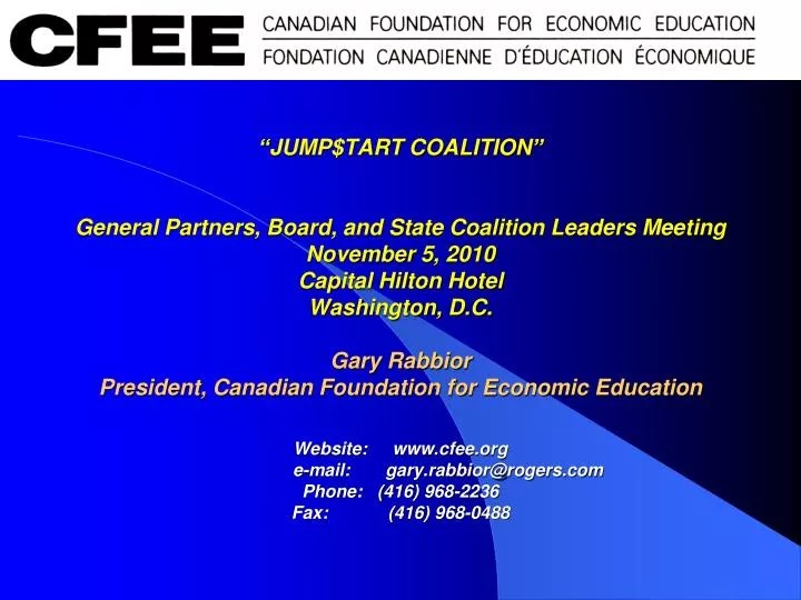 PPT THE CANADIAN FOUNDATION FOR ECONOMIC EDUCATION PowerPoint