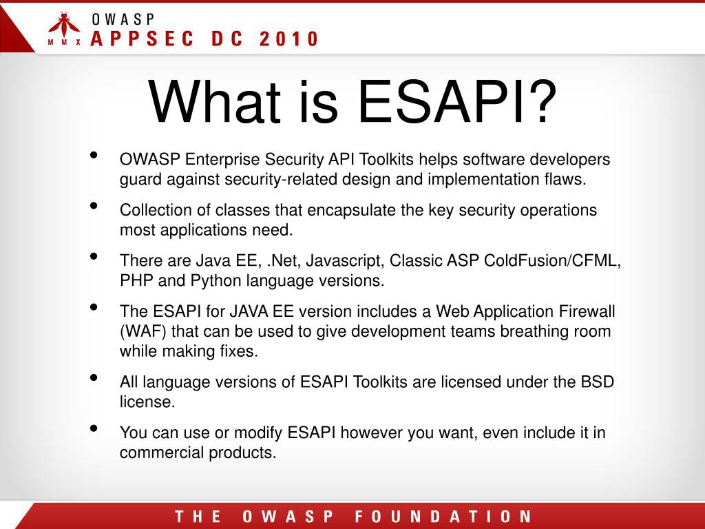 PPT OWASP ESAPI SwingSet PowerPoint Presentation, free download ID