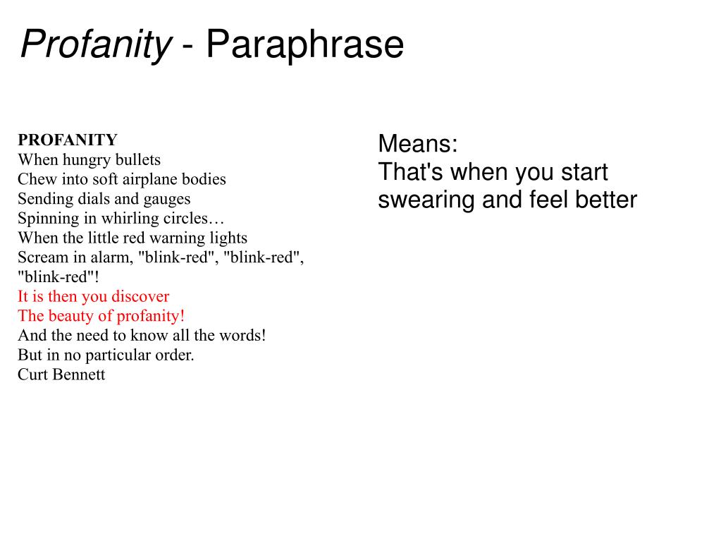 PPT Profanity by Curt PowerPoint Presentation, free download