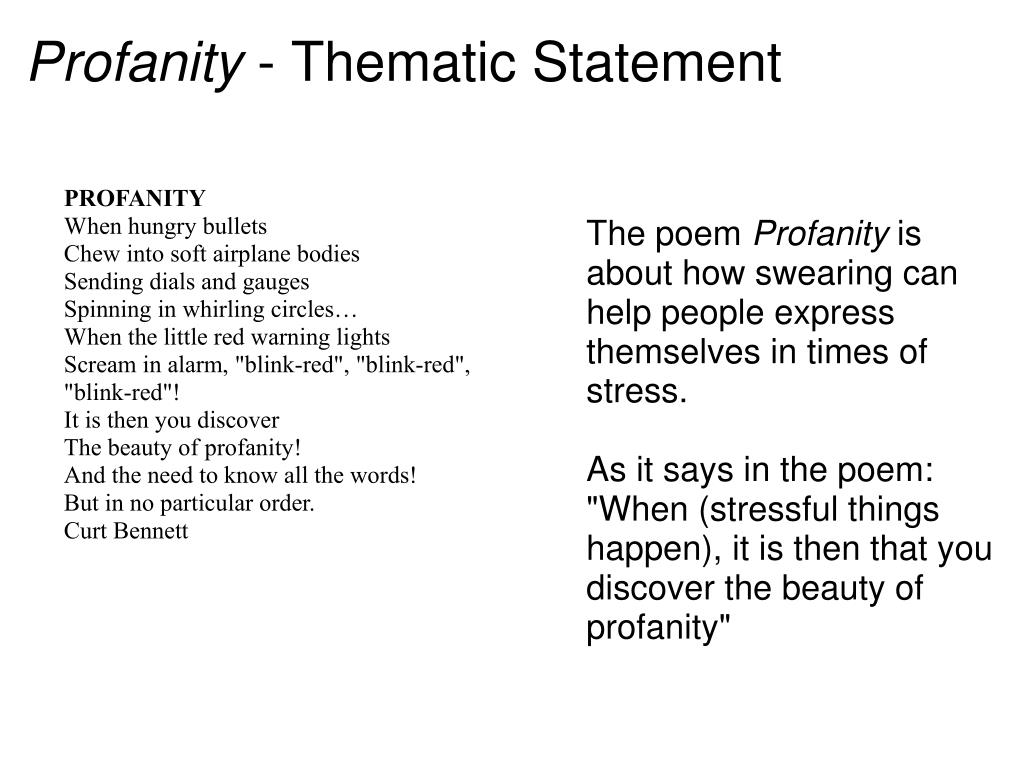 PPT Profanity by Curt PowerPoint Presentation, free download