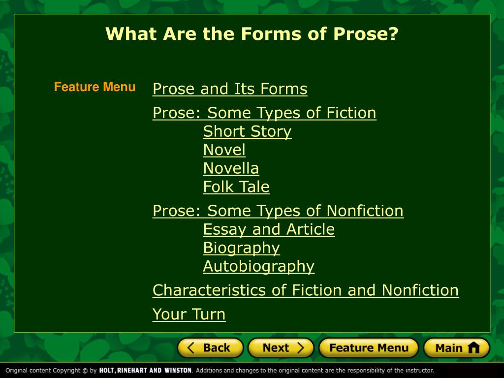 PPT Prose and Its Forms Prose Some Types of Fiction Short Story