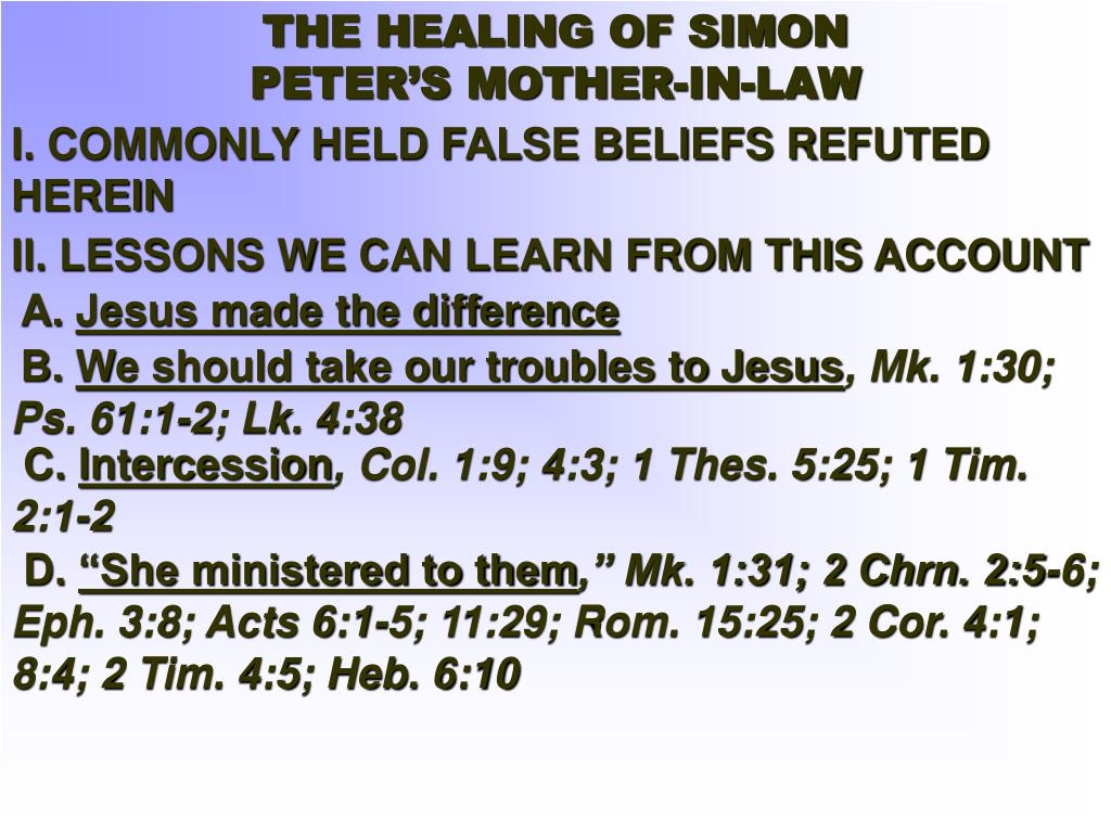 PPT - THE HEALING OF SIMON PETERâ€™S MOTHER-IN-LAW PowerPoint