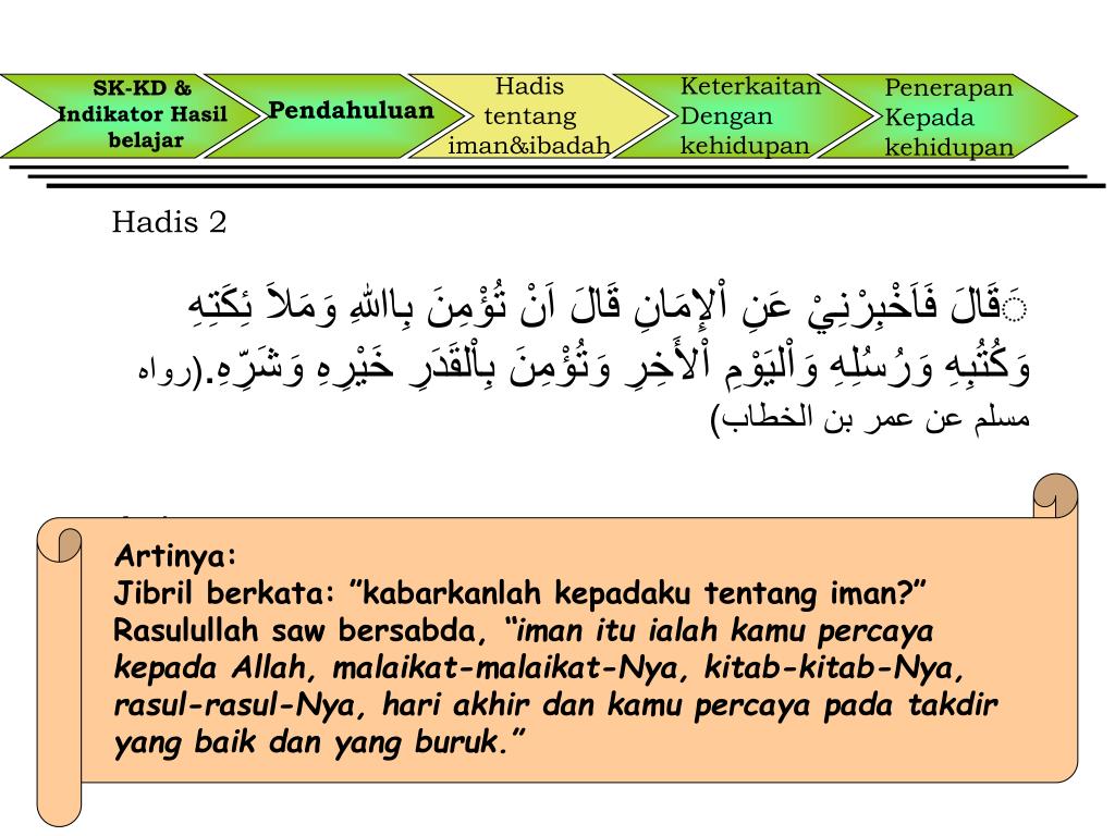 PPT MEMAHAMI HADIST TENTANG CIRI IMAN DAN IBADAH YANG DITERIMA OLEH