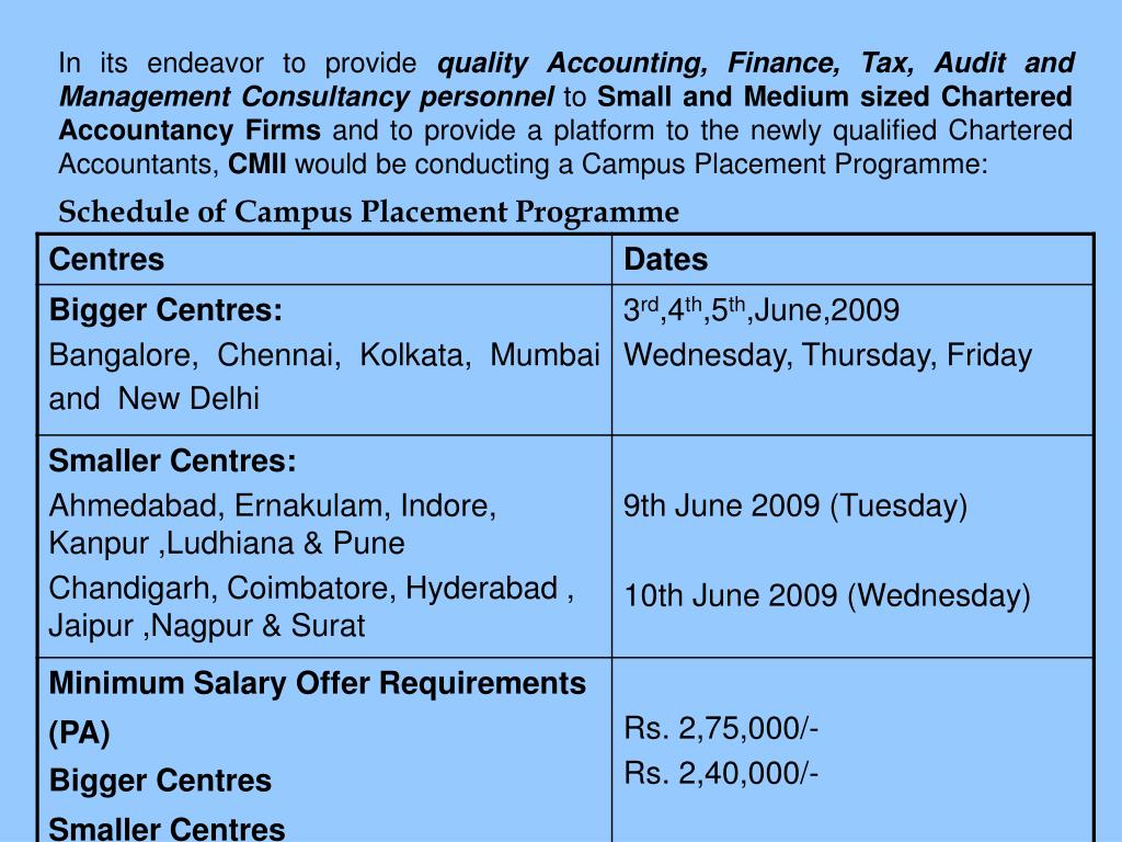 PPT For Newly Qualified Chartered Accountants 3 rd, 4 th , 5 th ,9 th