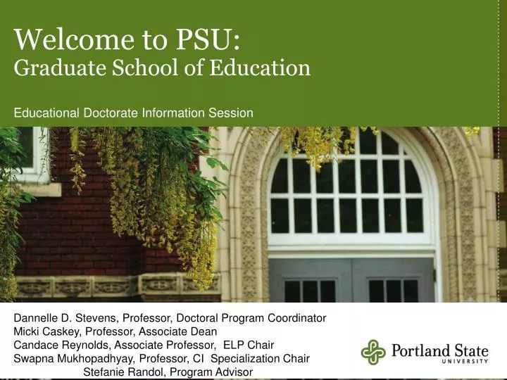 PPT to PSU Graduate School of Education Educational