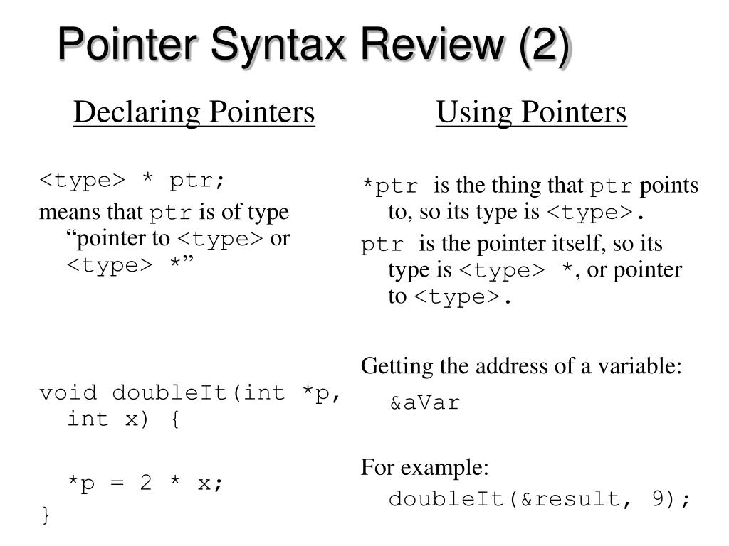PPT Pointer Syntax Review PowerPoint Presentation, free download ID