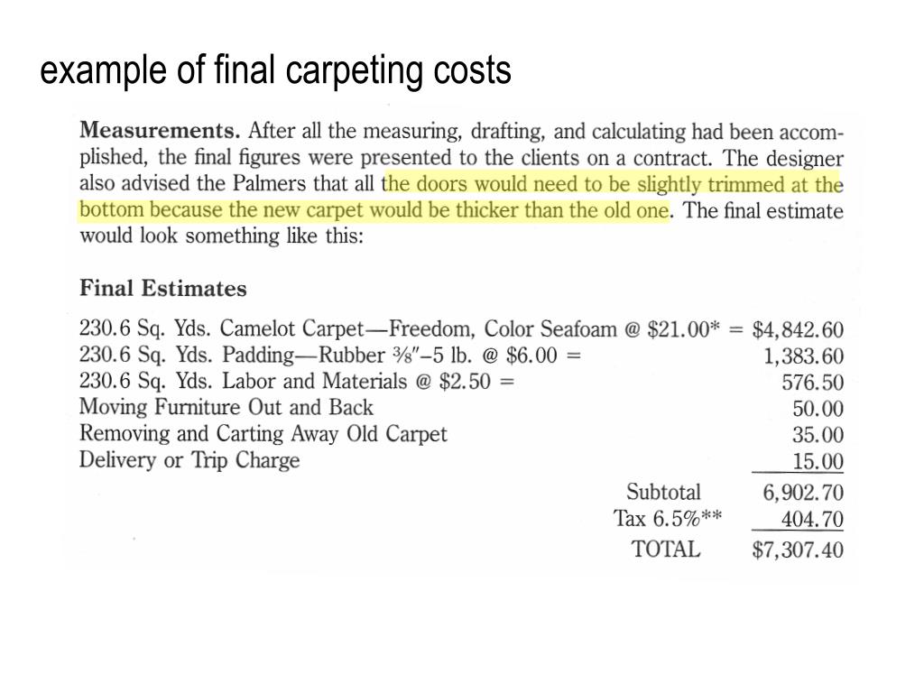 PPT INTD 54 estimating carpet PowerPoint Presentation, free download ID4013653