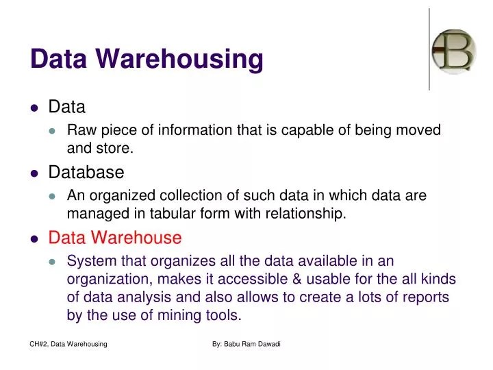 PPT Data Warehousing PowerPoint Presentation, free download ID4035179