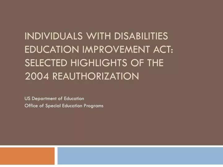 PPT US Department of Education Office of Special Education Programs