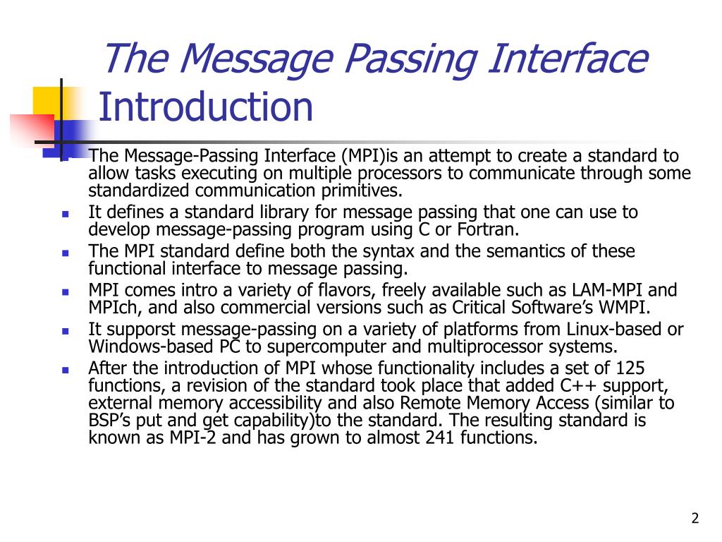 PPT Lecture 7 The Message Passing Interface (MPI) PowerPoint