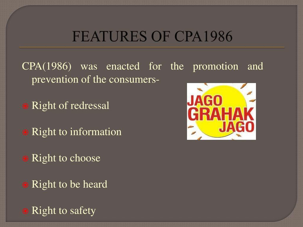 PPT CONSUMER PROTECTION ACT,1986 PowerPoint Presentation, free