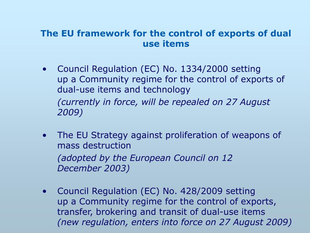 PPT The EU framework for the control of exports of dual use items