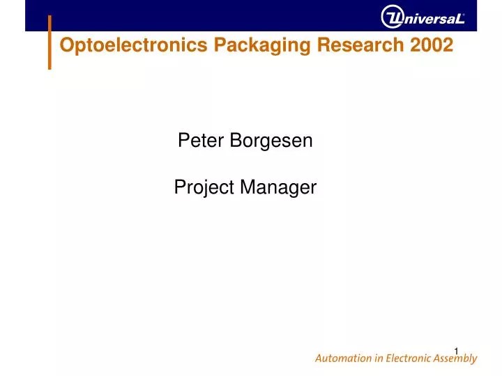 PPT Optoelectronics Packaging Research 2002 PowerPoint Presentation