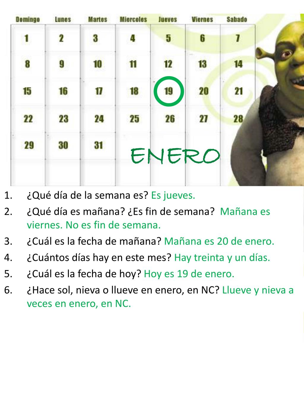 PPT ¿ Qué día de la semana es ? ¿ Cuál es la fecha de hoy? ¿ Qué día