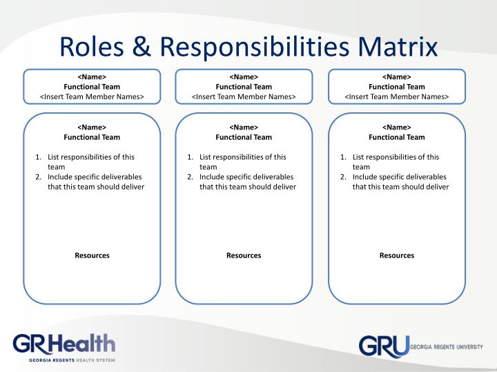 PPT Project Organization Chart Roles & Responsibilities Matrix