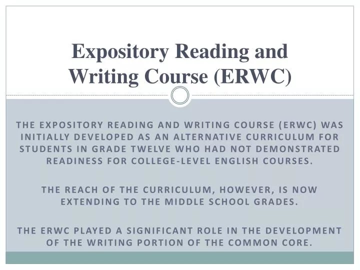 PPT Expository Reading and Writing Course (ERWC) PowerPoint