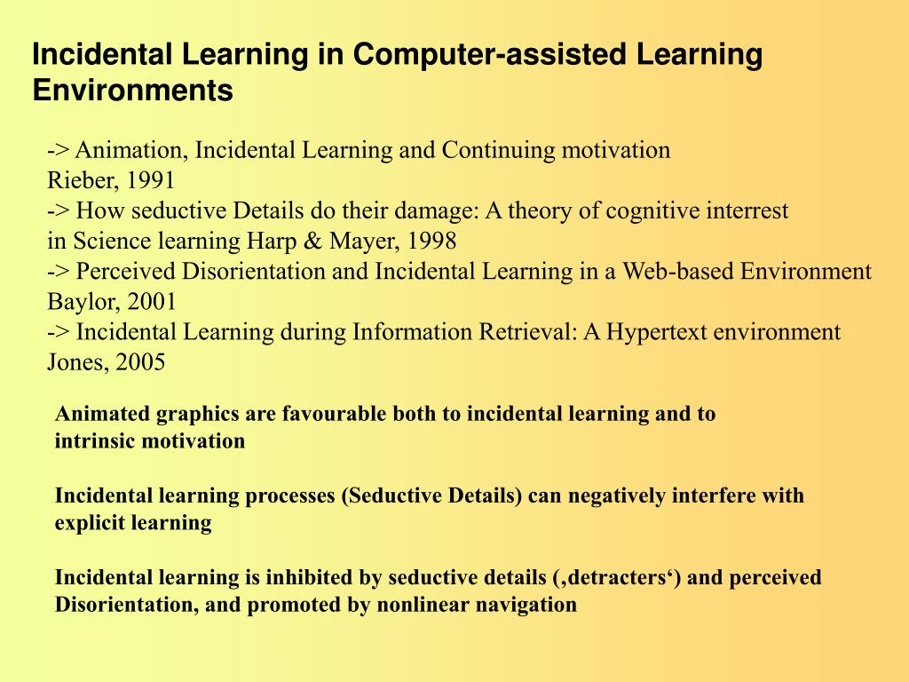 PPT Incidental Learning in different Pedagogical Approaches