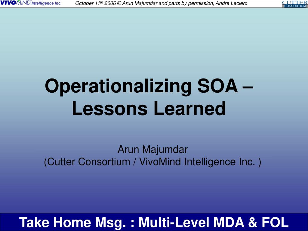 PPT Operationalizing SOA Lessons Learned PowerPoint