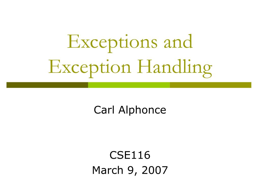 PPT Exceptions and Exception Handling PowerPoint Presentation, free