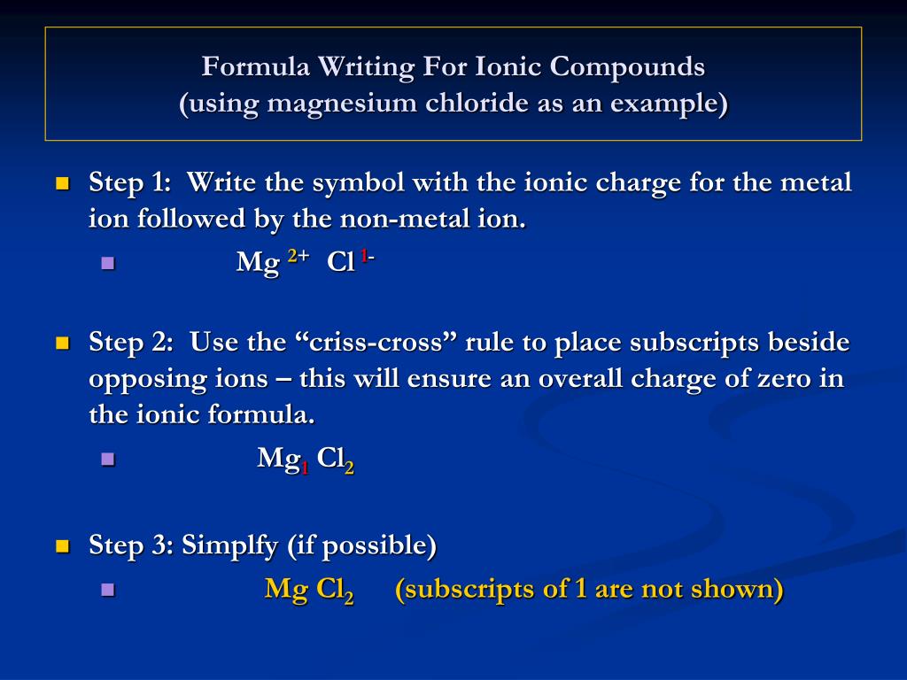 PPT Chapter 5.8 & 5.9 Naming & Formula Writing for Ionic Compounds