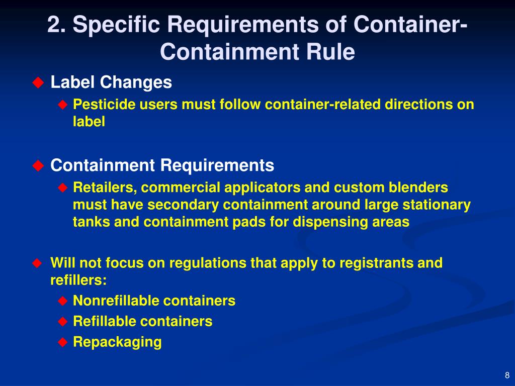 PPT Implementation of EPA’s Pesticide Container Containment Rule