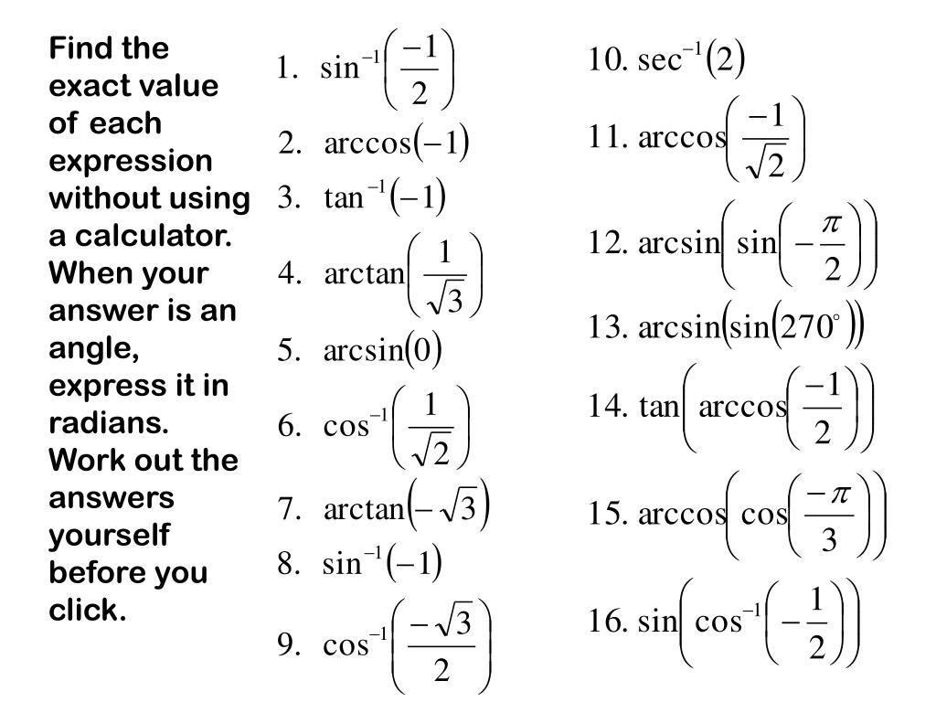PPT Inverse Trigonometric Functions PowerPoint Presentation, free