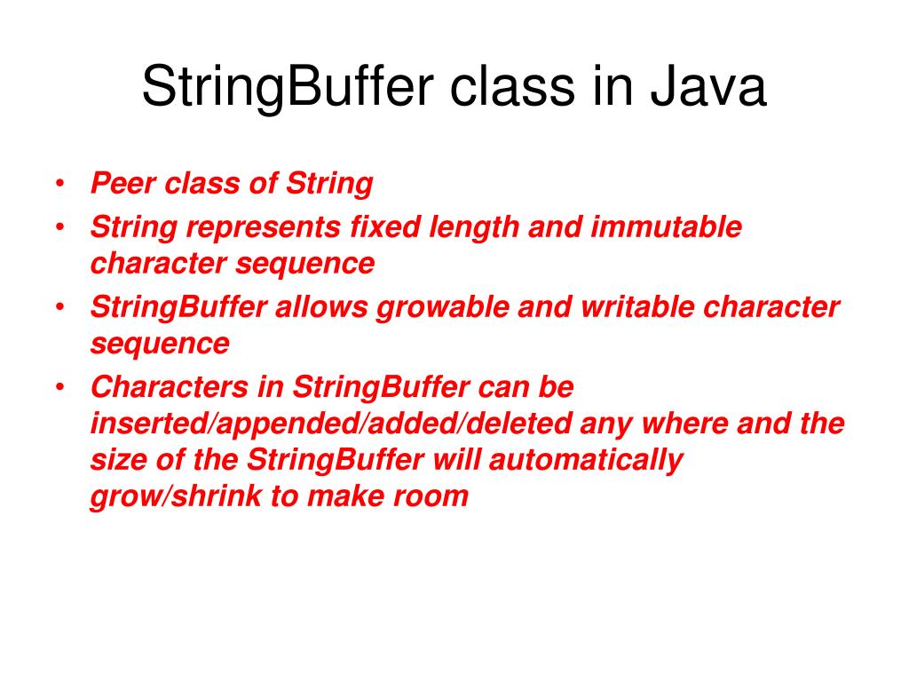 PPT StringBuffer Class In Java PowerPoint Presentation, free download