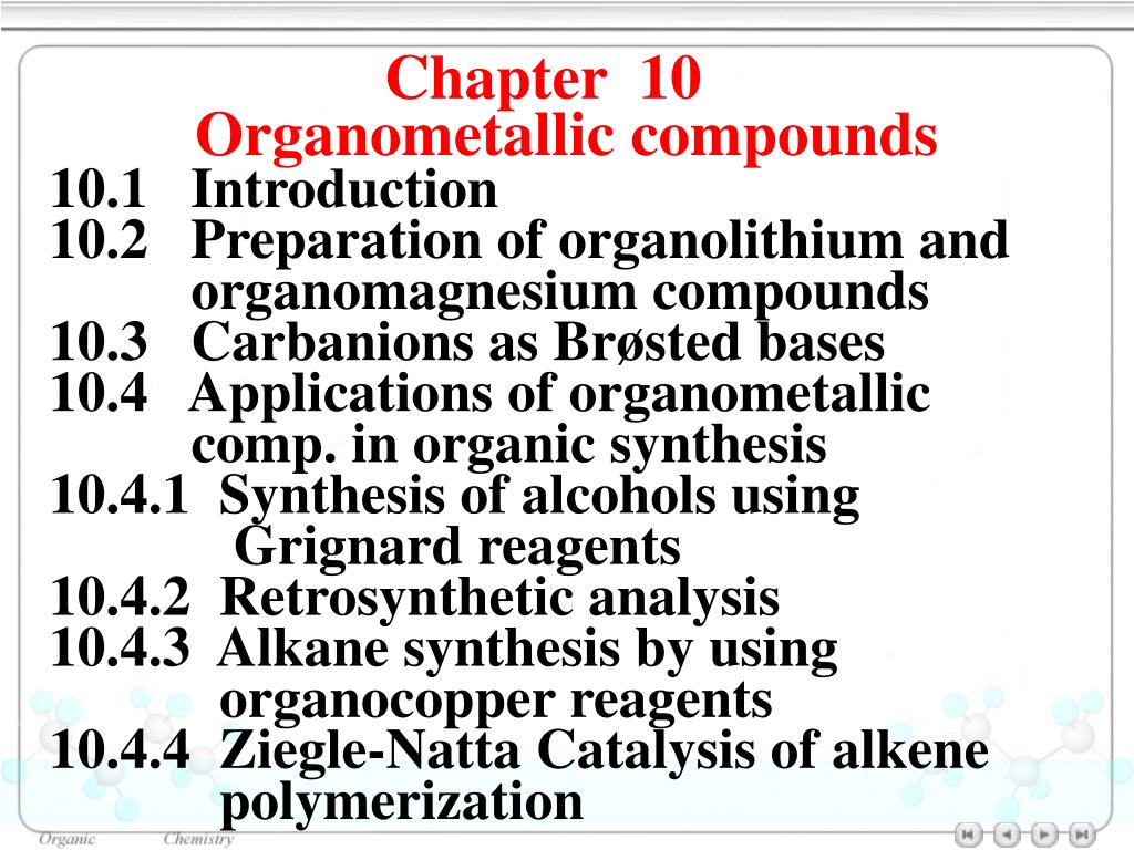 PPT Chapter 10 Organometallic compounds PowerPoint Presentation, free