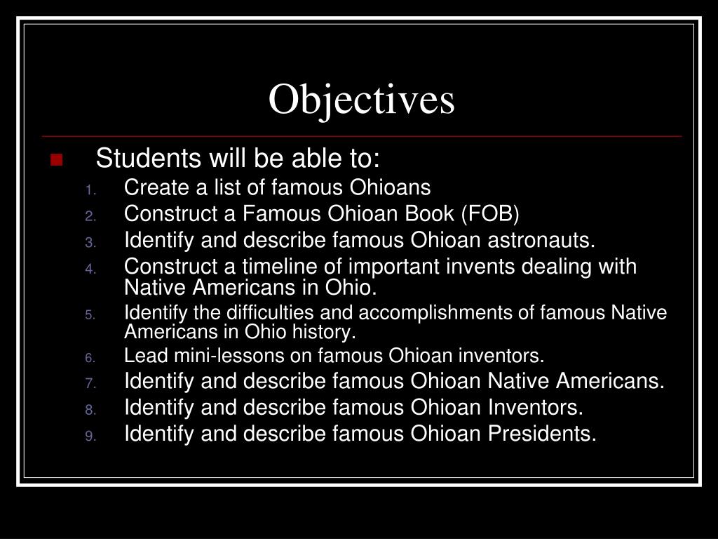 PPT Discovering Famous Ohioans A Comprehensive Educational Unit