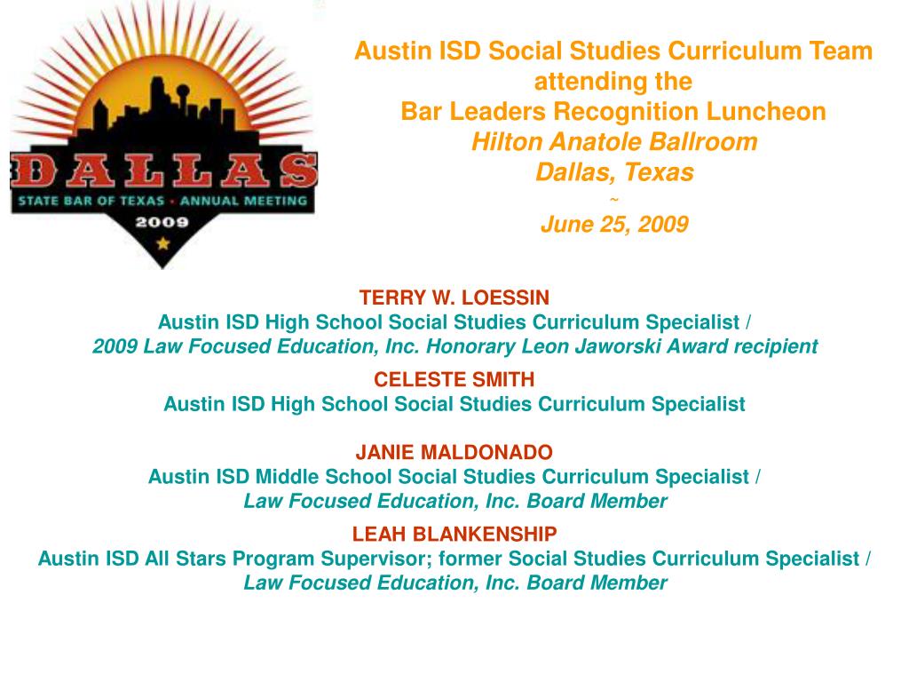 PPT TERRY W. LOESSIN Austin ISD High School Social Studies Curriculum