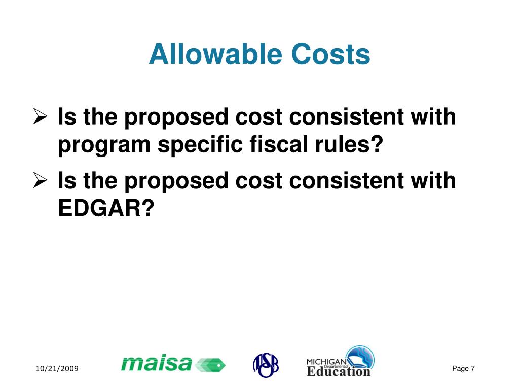 PPT Financial Management Allowable Costs PowerPoint Presentation