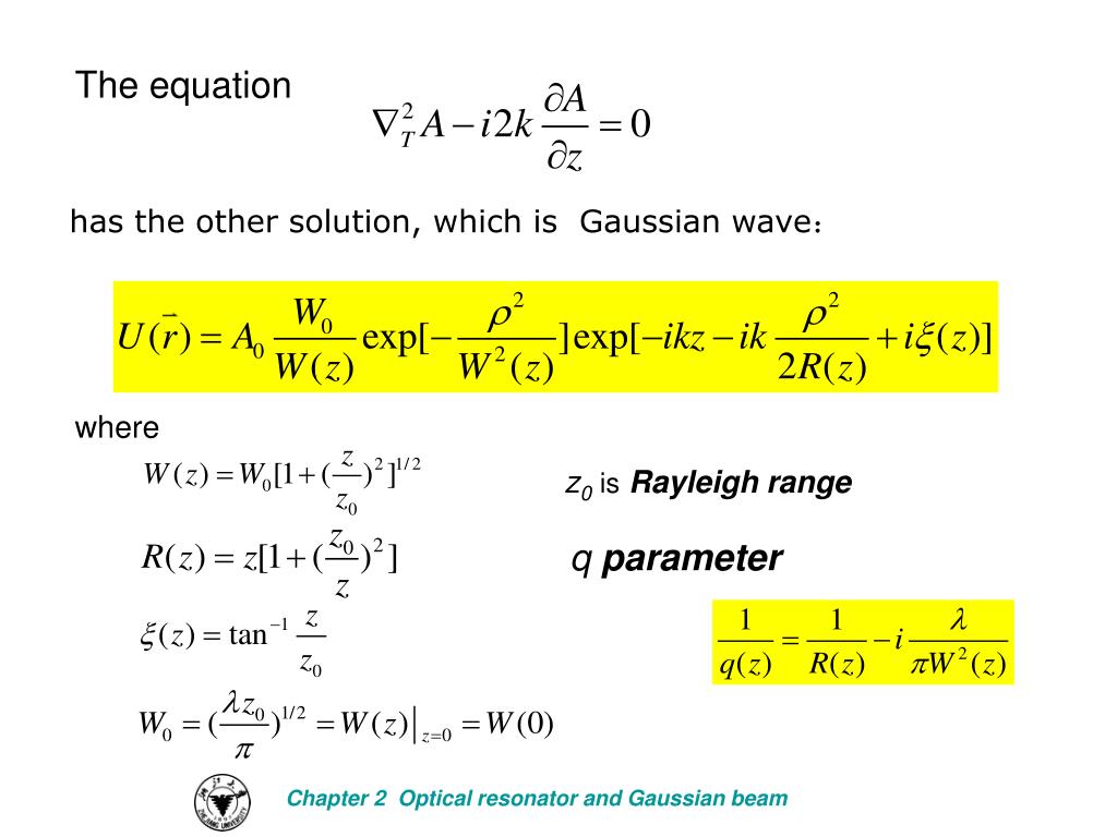 PPT Chapter 2 Optical Resonator and Gaussian Beam optics PowerPoint