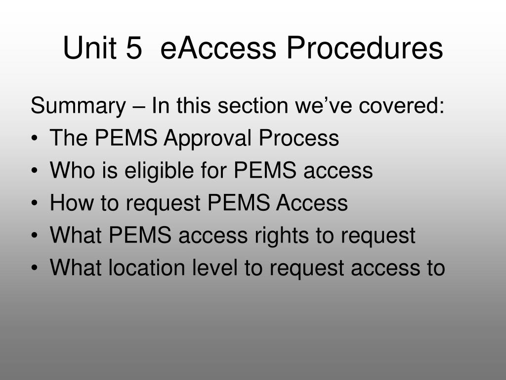 PPT Unit 5 eAccess Procedures PowerPoint Presentation, free