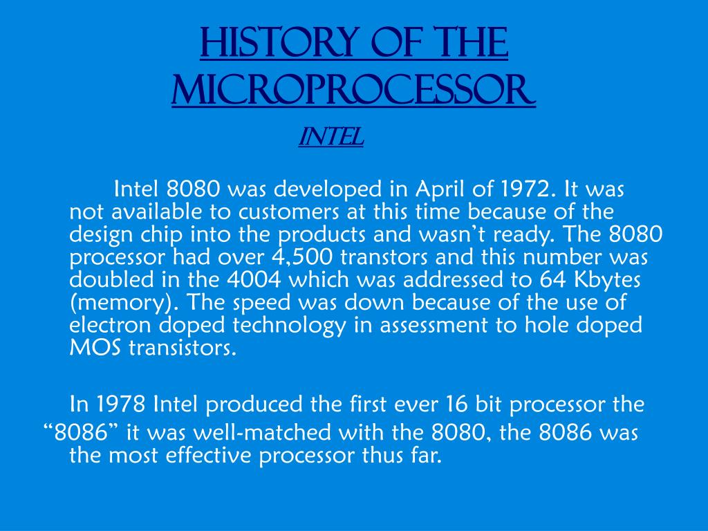 PPT History of the Microprocessor PowerPoint Presentation, free