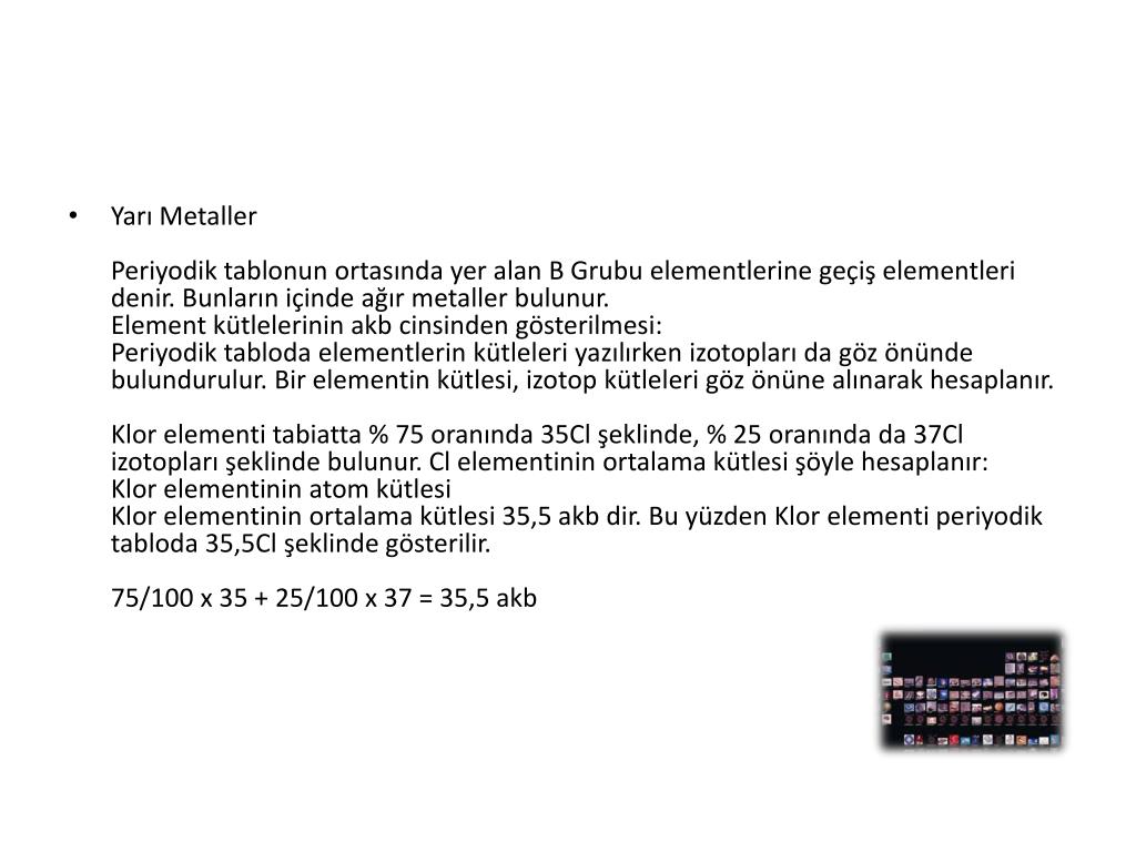 PPT Periyotik Cetvel ve Özelikleri PowerPoint