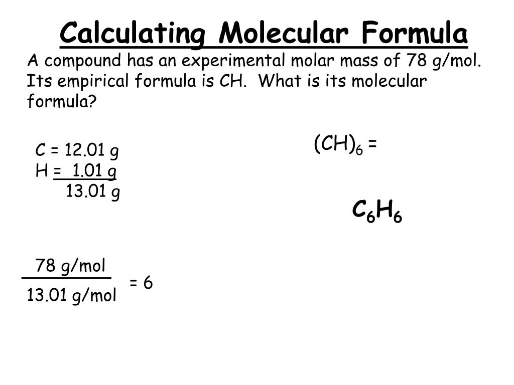 PPT Percent Composition, Empirical Formulas, Molecular Formulas