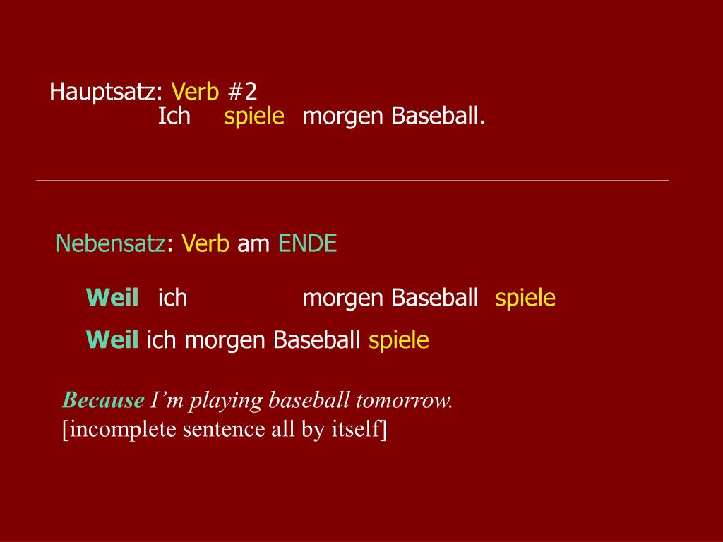 PPT Nebensätze ”Subjunktionen”= Verb am Ende PowerPoint Presentation ID4179807