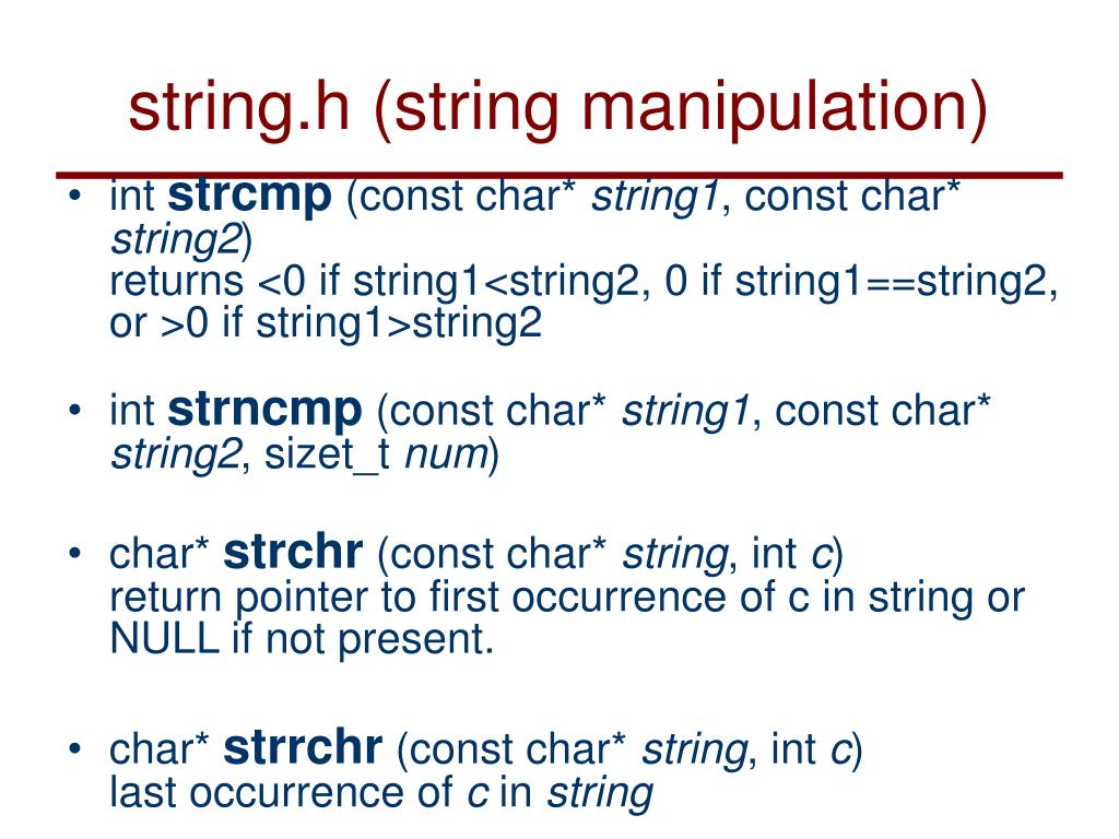 PPT Pre Processor Directives, C Standard Library (string.h, math.h
