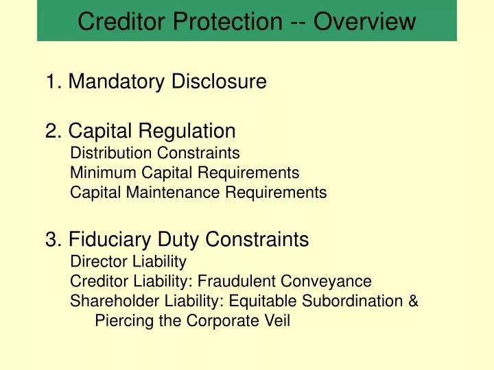 PPT Creditor Protection Overview PowerPoint Presentation, free