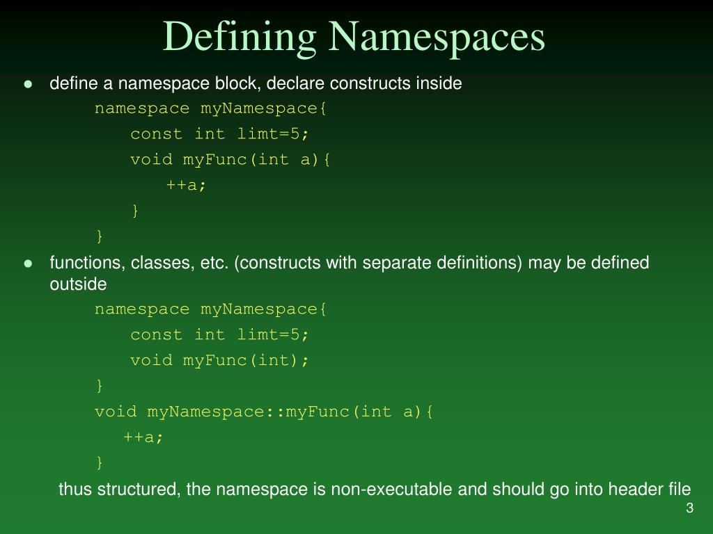 PPT Namespaces PowerPoint Presentation, free download ID4195593
