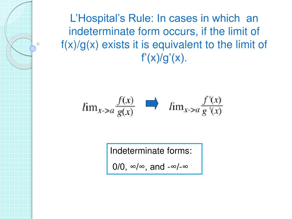 PPT L’Hospital’s Rule PowerPoint Presentation, free download ID4196092