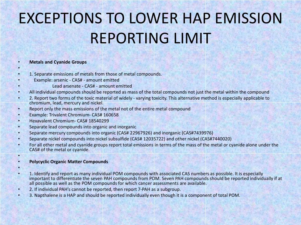 PPT ACHD Reporting Limits Criteria and HAP Emissions PowerPoint
